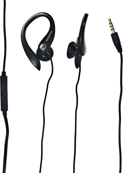 Magnavox MHP4854-BK Earhook Earbuds With Microphone in Black | Available in Black & White | Extra Value Comfort Stereo | Durable Rubberized Cable...