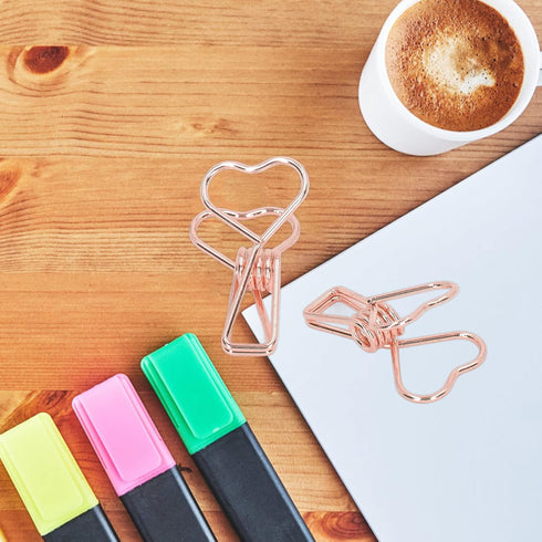 100 Pcs Mini Clips, Heart Shape Multicolor Paper Clips for Paperwork, Home, School, Office Supplies (Rose Gold)...
