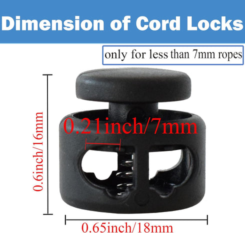 J.CARP 30Pcs Black Plastic Heavy Duty Cord Locks, Double Hole Drawstring Stopper Fastener for No Tie Shoelaces, Hoodies, Pants Closures and More...