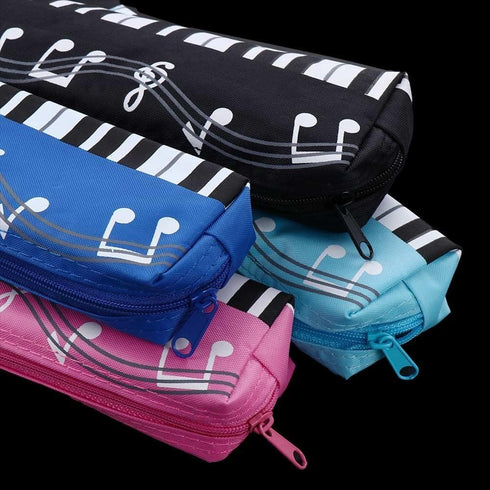 Black violin Oxford Cloth Pencil Case,Square Single Layer Music Notes Piano Keyboard Pencil Case Large Capacity Pen Bags Stationery Office Supplie...