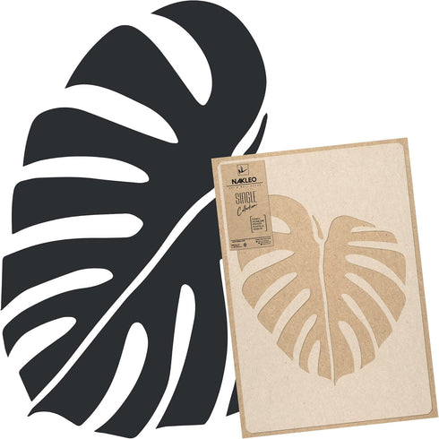 NAKLEO Reusable Plastic Wall Stencil - 43x64cm / 17" x 25" - Tropical Monstera Leaf 2 - Large Wallpaper Pattern Painting DIY Art Craft Template - ...