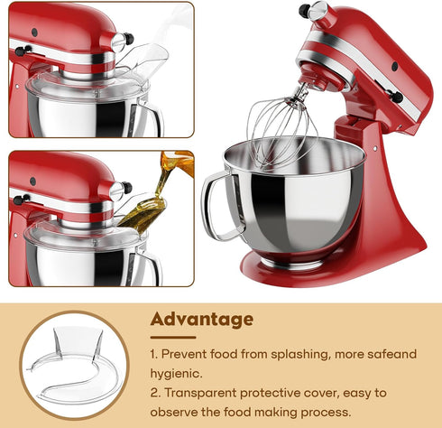 COFUN Pouring Shield for KitchenAid 4.5-5 Q Tilt-Head Stand Mixers, Fit Splash Guard for KitchenAid Mixer Bowl(Stainless Steel, Glass, Ceramic)- A...