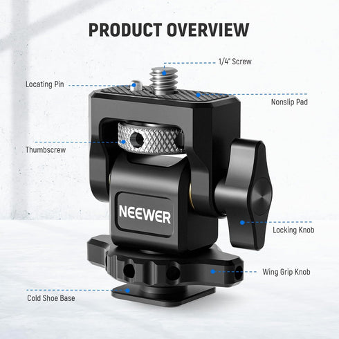 NEEWER Camera Monitor Mount with Cold Shoe (2 Pack), Anti Twist 1/4" Screw for 5" & 7" Field Monitor Compatible with Atomos Ninja V, 360° Swivel &...