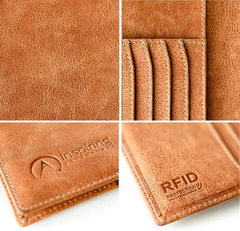 Luxury Passport and Vaccine Card Holder, Credit Card, RFID Blocking Bifold Wallet | Slim Minimalist Design | Includes Unique Gift Box | For Men an...