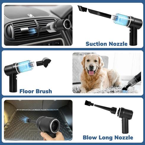 Handheld Car Vacuum Cleaner, Mini Car Vacuum Rechargeable, 9000PA 120W High Power, 2 in 1 Air Duster with LED Light, Portable Vacuum Cleaner for C...