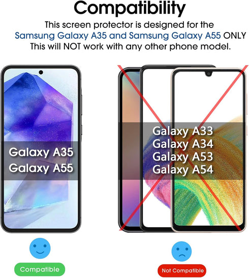amFilm 3 Pack Screen Protector for Samsung Galaxy A35/A55 5G 2024,9H Hardness Tempered Glass,Anti Scratch,Bubble Free,Easy Installation...