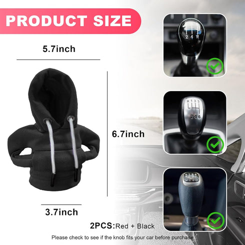 2PCS Car Shift Knob Hoodie, Fashionable Sweater Gear Shift Cover, Funny Auto Gear Shift Knob Cover for Winter, Interior Shift Knob Protector, Car ...