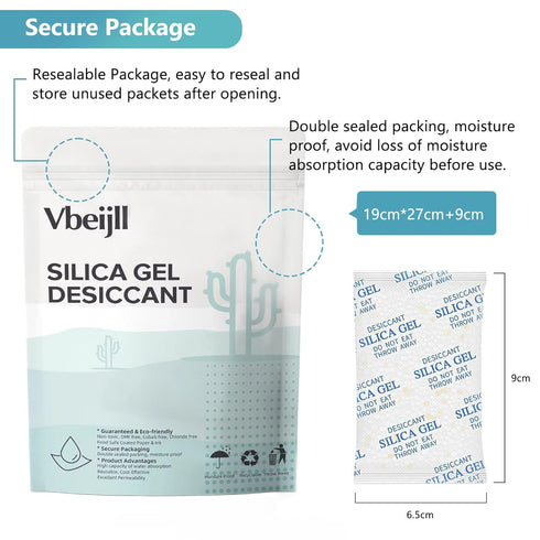 Premium 20 Gram 20 Pcs Desiccant Silica Gel Packets with Color Indicating - Rechargeable Moisture Absorbers for Food Grade Silica Packets for Food...