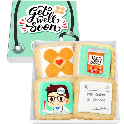 Get Well Soon Gift Cookies Basket Box 4 PACK For Kids and Adults After Surgery Care Package Feel Better Sick | Nut Free | Kosher...
