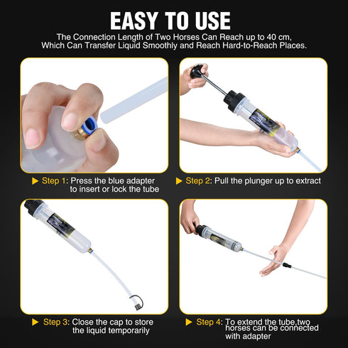 GOOACC Oil Extractor Pump Automotive, Fluid Extractor with Hose Oil Change Syringe Vacuum Pump Extractor, 200CC Manual Brake Fluid Extractor for C...