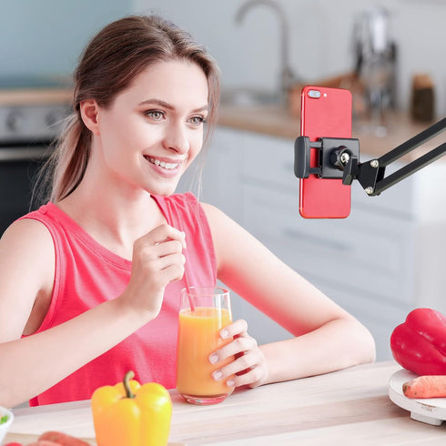 Cell Phone Holder, Universal Phone Stand Clip Lazy Bracket Flexible Articulating Arm Phone Mount Compatible with iPhone 15 14 13 12 11 Pro Xs Max ...