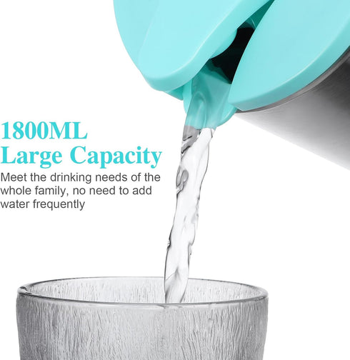 Cabilock Stainless Steel Iced Tea Pitcher:Beverage/Water Pitcher with Lid Hot Cold Water Pitcher Bedside Water Carafe for Fridge Beverage Carafe...