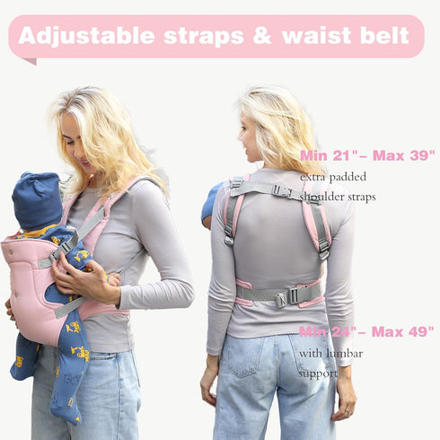 Baby Carrier Newborn to Toddler, Cozy Baby Wrap Carrier(8-32lbs), Lightweight Baby Holder Wrap Carrier,Baby Sling Carrier,Soft Fabric, Pink...