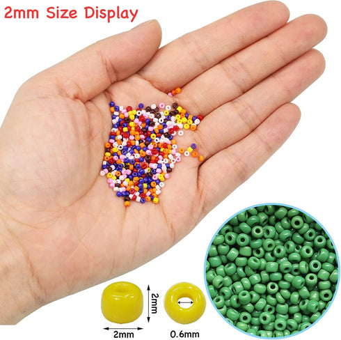 Bala&Fillic 12/0 Glass Seed Beads About 10000pcs in Box Size 2mm Opaque Green Seed Beads for Jewelry Making (Green)...