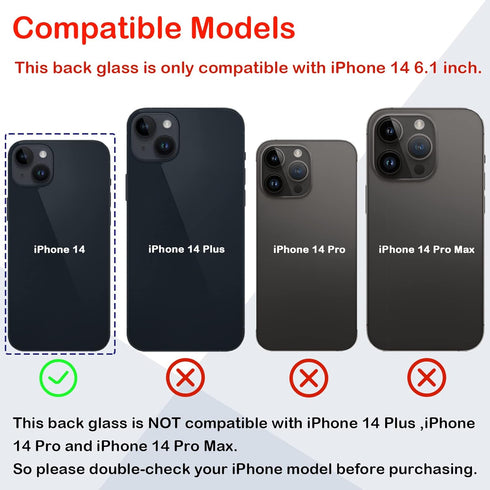 OEM Rear Back Glass Replacement for iPhone 14 6.1 Inches with Professional Repair Tool Kit (Midnight)...
