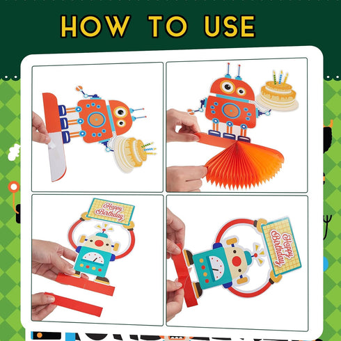 12 Pieces Robot Birthday Party Supplies Robot Party Honeycomb Centerpieces Robot Party Decorations Robot Party Table Topper for Baby Shower Decora...