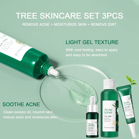 Acne Skincare Set Gifts for Teenagers Girls, Tea Tree Skin Care Set for Oily Skin, Oil Control Skin Care Kits: Toner, Serum, Gel Acne Remove, Faci...