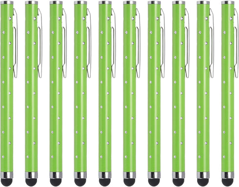 MECCANIXITY 10pcs Glitter Rhinestone Stylus Pens for Touch Screens Universal Metal Capacitive Pen for Phone All Capacitive Touch Screen Device, Gr...