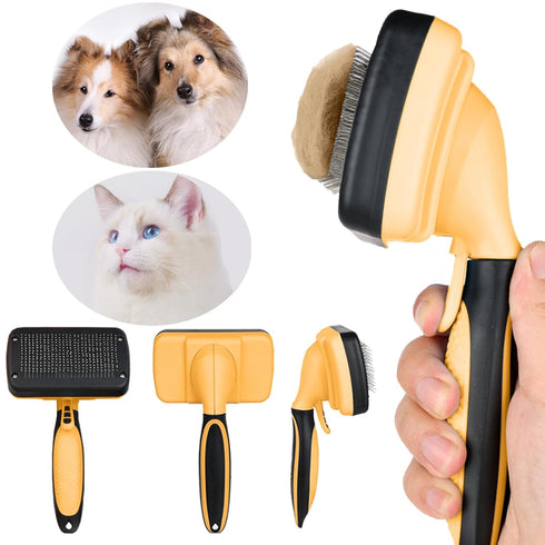 Self cleaning slicker brush for dogs and cats, skin-friendly grooming cat brush, easy-to-clean dog hair brush, depilatory brush, hair brush puppy ...
