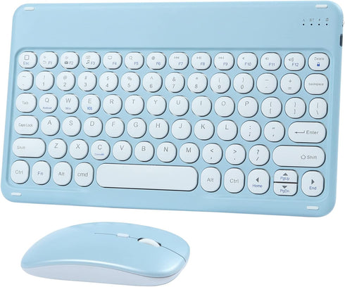 Bluetooth Wireless Keyboard and Mouse Combo-Rechargeable Mini Cute Typewriter Wireless Mouse and Keyboard-Portable Retro Ultra-Slim Keyboard Mouse...