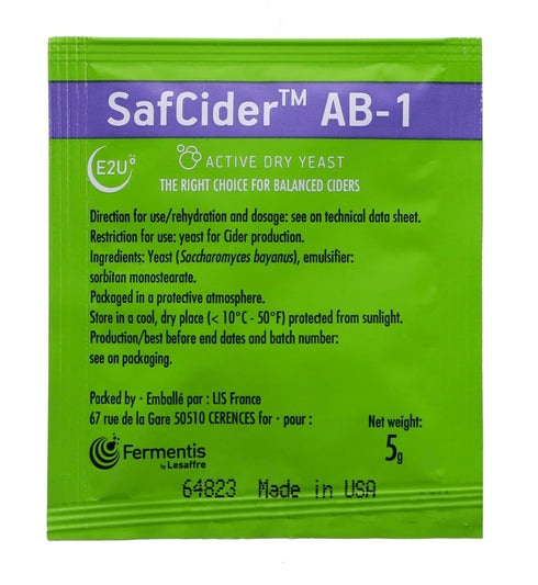 Safcider Cider Yeast, 5g (Fermentis SafCider™ AB-1)...