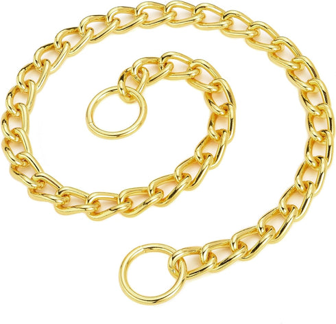 Mogoko Stainless Steel Dog Choke Chain Collar, Puppy Metal P Chain Slip Collar Pet Training Walking Choker(Gold; 4.0mm;24.0 Inch)...