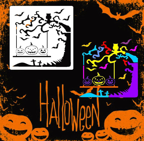 NGLAT 12 Pcs Halloween Stencils Template Large Halloween Pumpkins Painting Stencils Reusable Witch Skeleton Template for DIY Cards Crafts Drawing ...