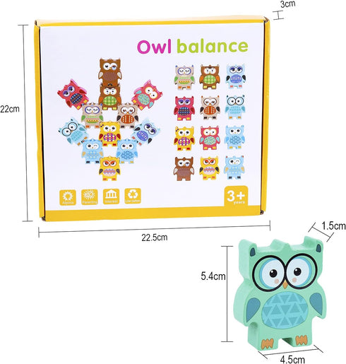 Berry President Stacking toys, Owls Wooden Balancing Toy, Colorful Building Blocks Acrobatics Toy Set, Montessori Early Educational Game Toy for T...