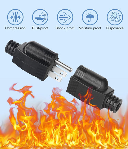 NEMA 5-15P Electrical Replacement Plugs End, Extension Cord Ends 125V 15A 2Pole 3Wire Male Plug?Ground Neutral Generator Plug, 3 Prong Power Repla...