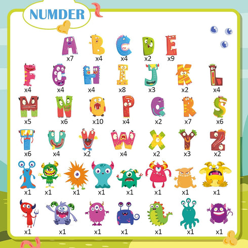 Tenare 133 Pcs Monster Bulletin Board Letters Back to School Rainbow Alphabet Cutouts Set 110 Uppercase Poster Board Letters 23 Symbols ABC Letter...