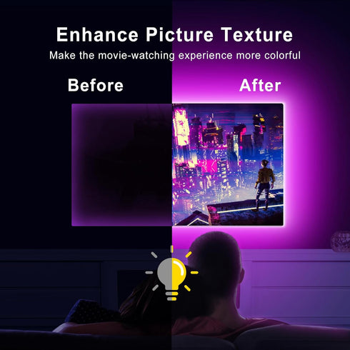 LED TV Backlight, 16.4 ft USB Powered LED Lights for TV 65-80 inch, Led TV Light, RGB Color Changing LED Strip Lights TV Monitor Behind Lighting w...