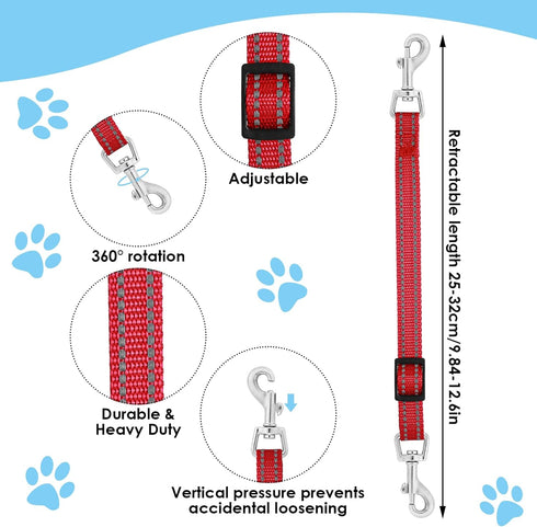 Cobee Dog Collar Clips, 2 Pcs Reflective Nylon Puppy Collar, Backup Collar, Safety Adjustable Pet Dog Collar Harness Connector, Double Ended Backu...