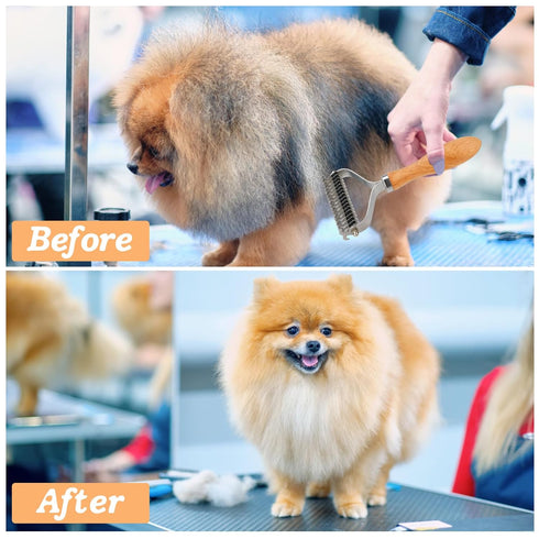 Pet Dematting Comb for Dogs,Cats.Pet Undercoat Rake with Stainless Steel Blades for Knot Removal and Shedding Control.Cat Brush for Shedding Demat...