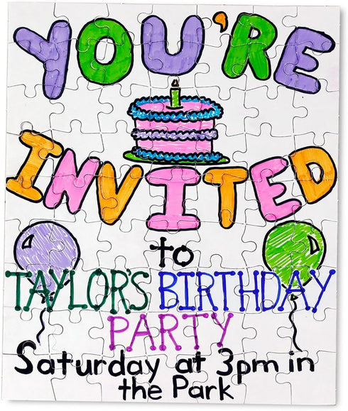 Hygloss Puzzles DIY Party Invite - Blank Puzzle for Decorating - Art Activity - Use as Party Favors - White, Sturdy – 8.5 x 11 Inches, 63 Pieces -...