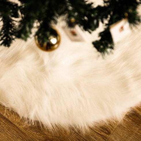 Tatuo 40 Inch Christmas Tree Skirt White Fur Fluffy Faux Plush Winter Tree Skirt for Christmas Holiday Decorations...