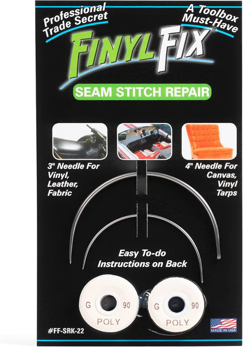 Finyl Fix Seam Stitch Repair Kit | Restore Seam Damage on Vinyl, Fabric, Leather, Heavy Canvas on Car/Boat Seats, Furniture, Clothes | Vinyl Repai...