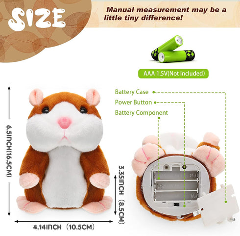 Talking Hamster Repeats What You Say Plush Hamster Toy Interactive Toys Stuffed Hamster Repeating Plush Animal Toy for Kids Early Learning...