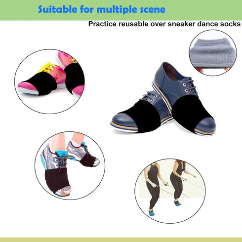 2 Pairs dance socks over sneakers,Dance Socks for Shoe,Dance Socks on Smooth Floors,Ballet dancers turning socks,Dance Shoe Cover...