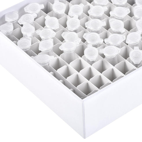 uxcell Centrifuge Tube Freezer Storage Box 100-Well Cardboard Holder White for 0.5/1/1.5ml 12mm Dia Micro Centrifuge Tubes...
