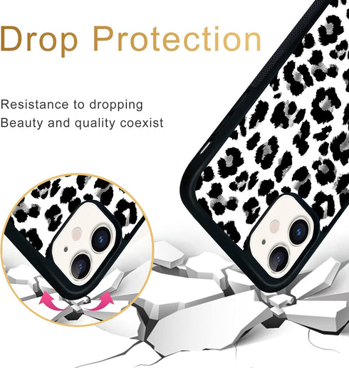 Black Leopard iPhone 13/14 Case - 6.1 Inch Blcak Leopard iPhone Case, Non-Slip Pattern Design and Shock Absorption, Soft Silica Gel Frame Support ...