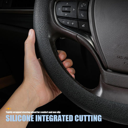 1 PC Car D Shape Round Steering Wheel Cover, Universal 15In Silicone Steering Wheel Cover, Non-Slip Breathable Steering Wheel Protector, Unisex Ca...