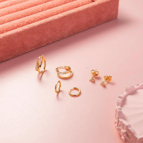 Stud Earrings for Women Dainty Gold Earrings,14k Gold Cartilage Earring Hypoallergenic Earring Set Small Hoop Earrings Gifts for Her...