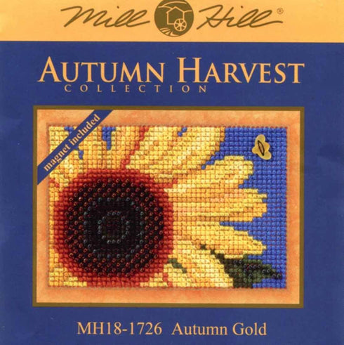 Autumn Gold Beaded Counted Cross Stitch Ornament Kit Mill Hill 2017 Autumn Harvest MH181726...