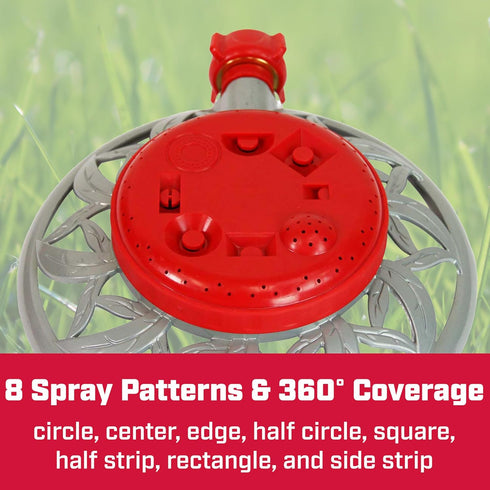 Chapin 4998: 8-Pattern Metal Circle Sprinkler, 360 Degree Sprinkler Head for Small Gardens and Lawns, Up to 40 ft Coverage Area, Lawn Sprinkler, S...