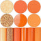 6 Pieces/Set 8x12 Inch (21cmx30cm) Faux Leather Sheets Mixed Orange Series Chunky Fine Glitter Patent Metallic Litchi Skin Texture Faux Leather Fa...