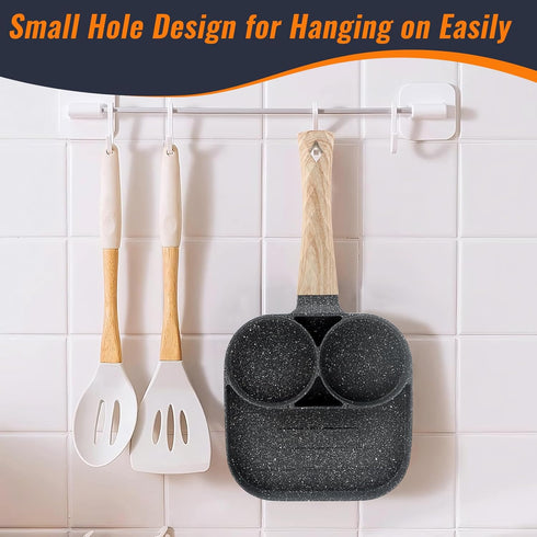 3 in 1 Breakfast Egg Pan,7.5 in Nonstick Grill Frying Pan with Divider,3 Section Omelette Pan Skillet All in One Split Sectioned Pan Suitable for ...