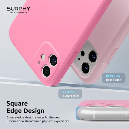 SURPHY Square Design for iPhone 11 Case with Camera Protection, Straight Edge Slim Design, Liquid Silicone Phone Case for iPhone 11 6.1 inches, Pi...