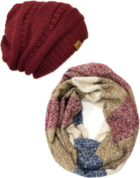 Wrapables® Winter Warm Knitted Infinity Scarf and Beanie Hat Set...