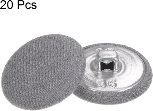 20pcs 36L Fabric Cloth Covered Button 23mm Round Metal Shank Sewing Buttons for Suits Dress Blouses, Grey...