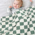 HOMRITAR Checkered Baby Blanket for Boys Sage Green Soft Fluffy Fuzzy Blankets with 3D Chessboard Grid, Warmer Comfort Reversible Lightweight Bed ...